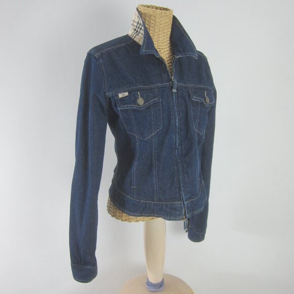 Burberry Blue Denim Bomber Jacket - Picture 1 of 14